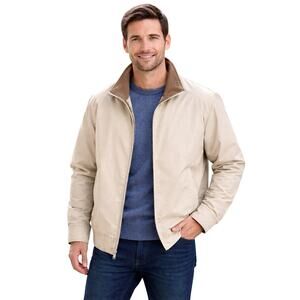 London Fog Mens Large Regular Cream/khaki Lined Full Zip Jacket